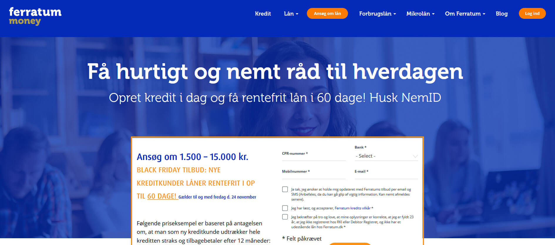 Rente- og gebyrfri kredit til nye kunder i op til 30 dage